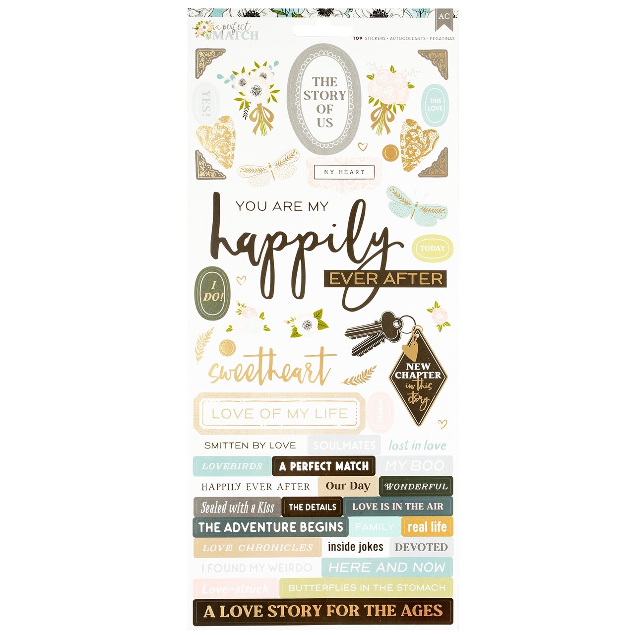 A Perfect Match Cardstock Stickers 6"X12" 109/Pkg-Icons, Gold Foil